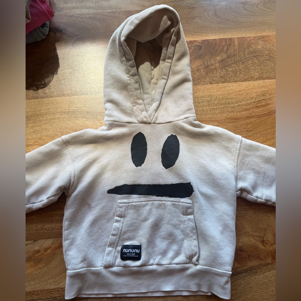 NUNUNU Tan Cream Face Hoodie 2-3 2T 3T Sweatshirt